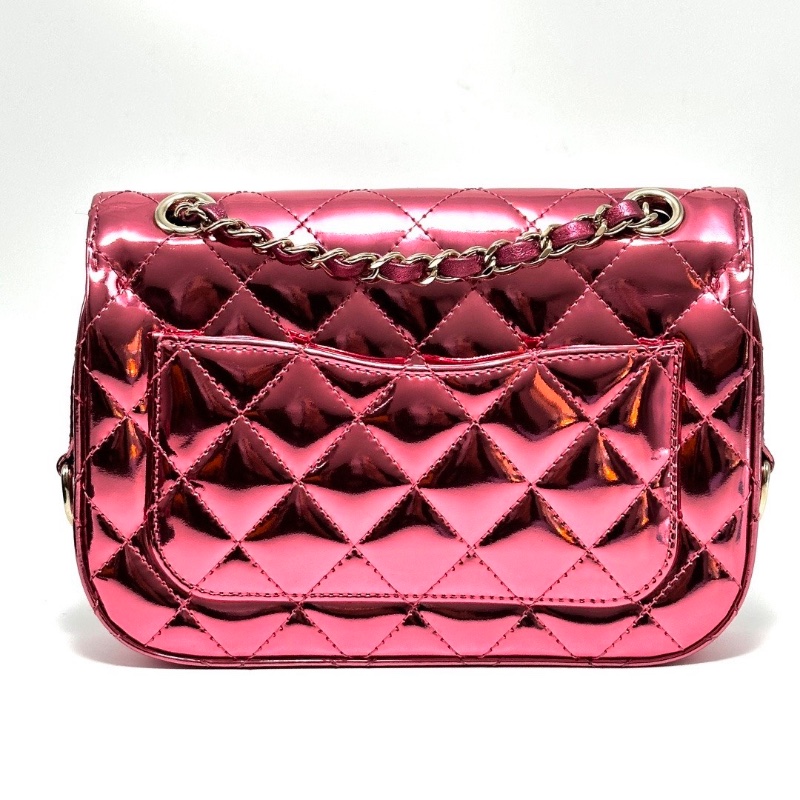 CHANEL 粉色鏡面漆皮星星包20*14*4 98新配件塵袋-6