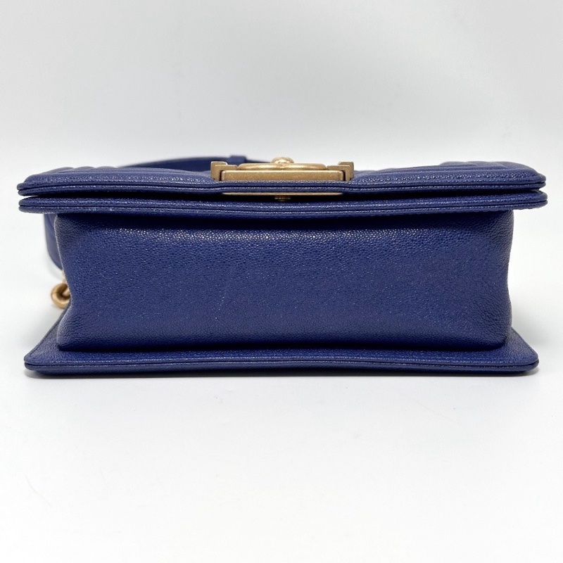 CHANEL藍金荔枝牛皮Leboy小號肩背斜背包20*12*7 98新配件盒子 塵袋 購證毛氈布 保卡-3