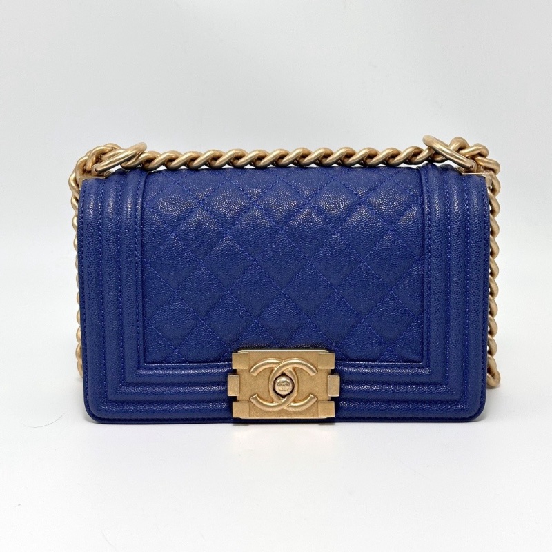 CHANEL藍金荔枝牛皮Leboy小號肩背斜背包20*12*7 98新配件盒子 塵袋 購證毛氈布 保卡-5