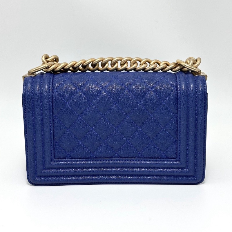 CHANEL藍金荔枝牛皮Leboy小號肩背斜背包20*12*7 98新配件盒子 塵袋 購證毛氈布 保卡-6