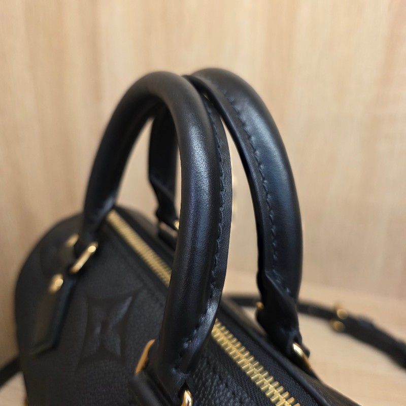 [品況新價甜把握🥰] LV黑牛皮金釦Speedy20手提斜背包-5