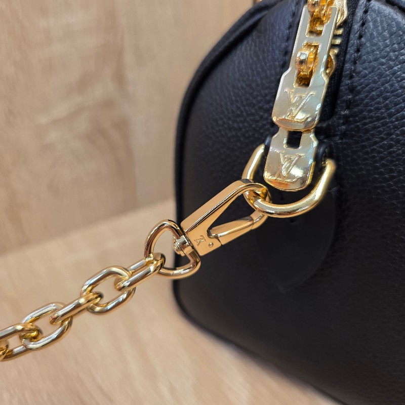 [品況新價甜把握🥰] LV黑牛皮金釦Speedy20手提斜背包-15