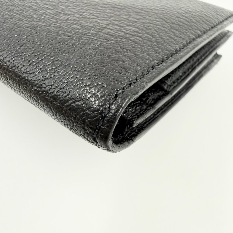 HERMES - 黑色山羊皮89Noir Béarn金釦H長夾-6