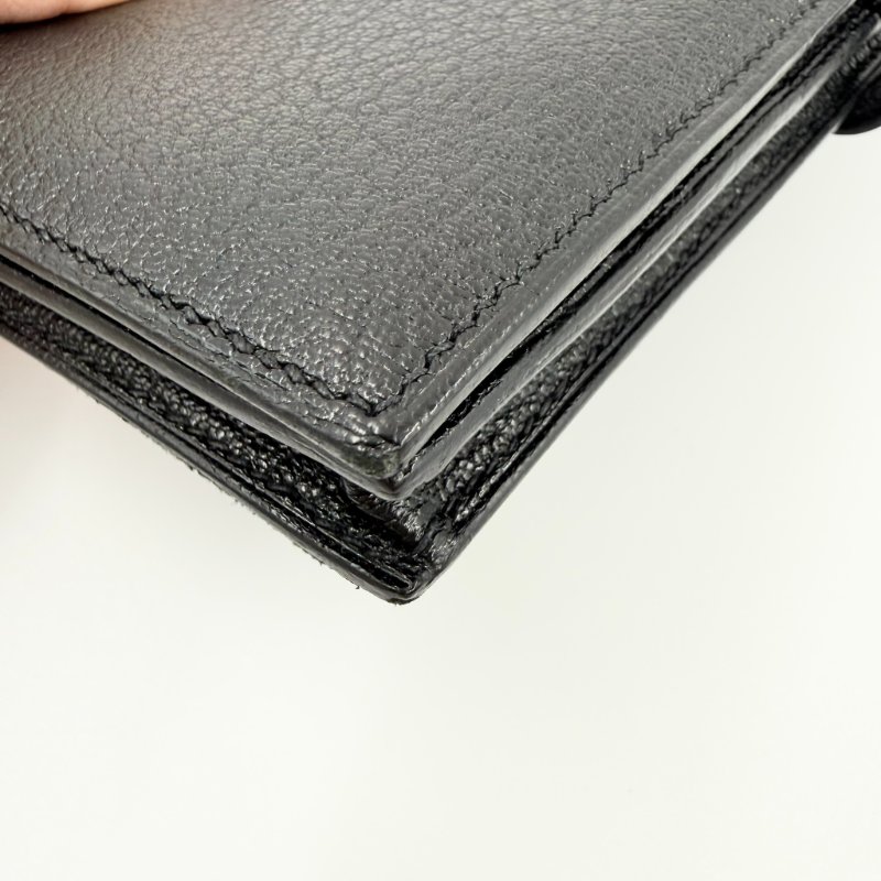 HERMES - 黑色山羊皮89Noir Béarn金釦H長夾-7