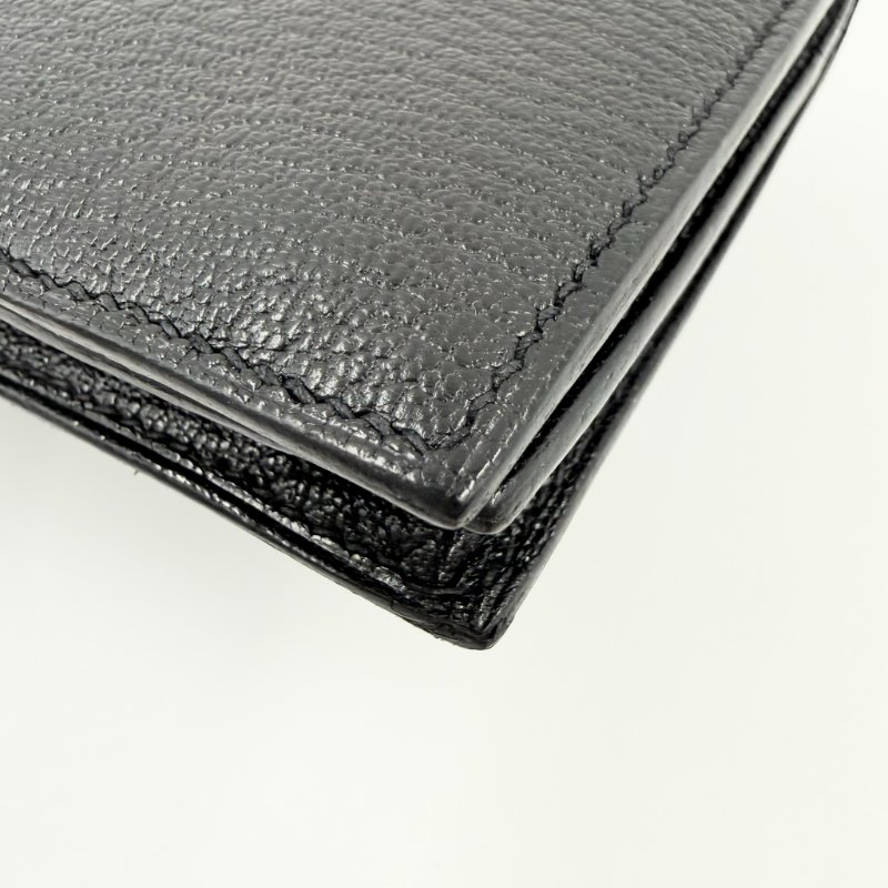 HERMES - 黑色山羊皮89Noir Béarn金釦H長夾-8