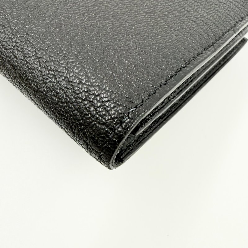 HERMES - 黑色山羊皮89Noir Béarn金釦H長夾-10