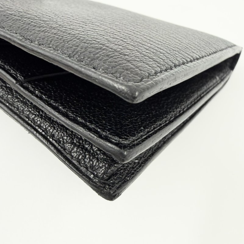 HERMES - 黑色山羊皮89Noir Béarn金釦H長夾-12