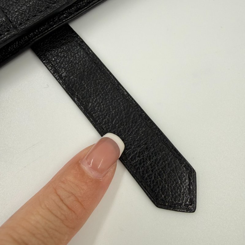 HERMES - 黑色山羊皮89Noir Béarn金釦H長夾-13