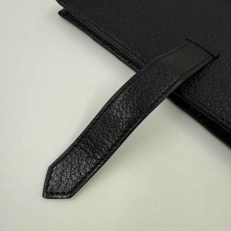 HERMES - 黑色山羊皮89Noir Béarn金釦H長夾-14