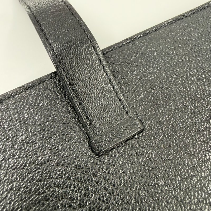 HERMES - 黑色山羊皮89Noir Béarn金釦H長夾-15