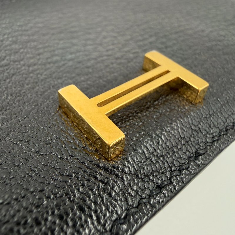 HERMES - 黑色山羊皮89Noir Béarn金釦H長夾-20