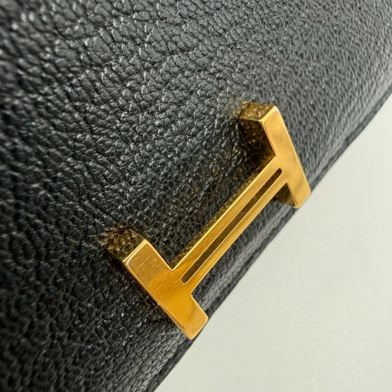 HERMES - 黑色山羊皮89Noir Béarn金釦H長夾-21