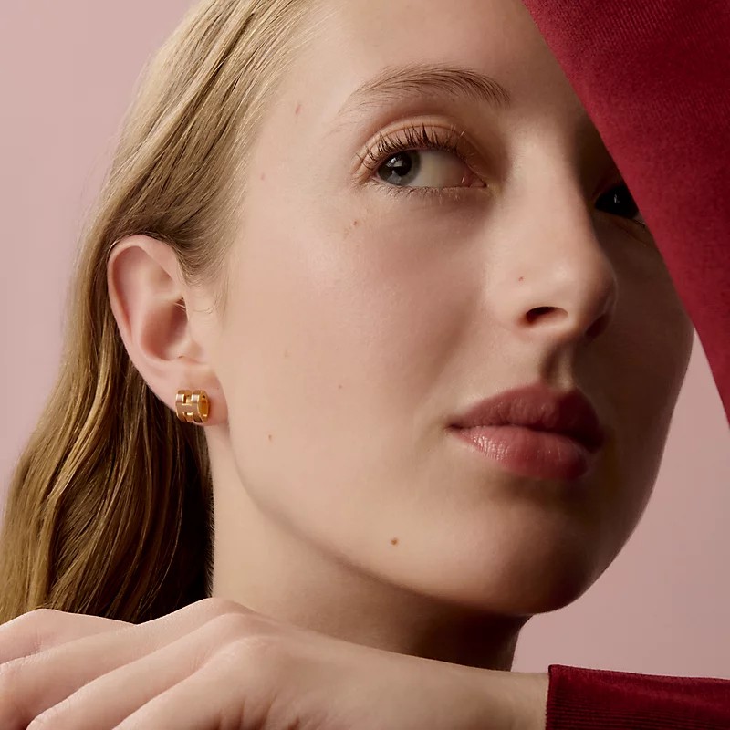 🔥全新未使用💯愛馬仕 HERMES Mini Pop H耳環 新金棕金-1