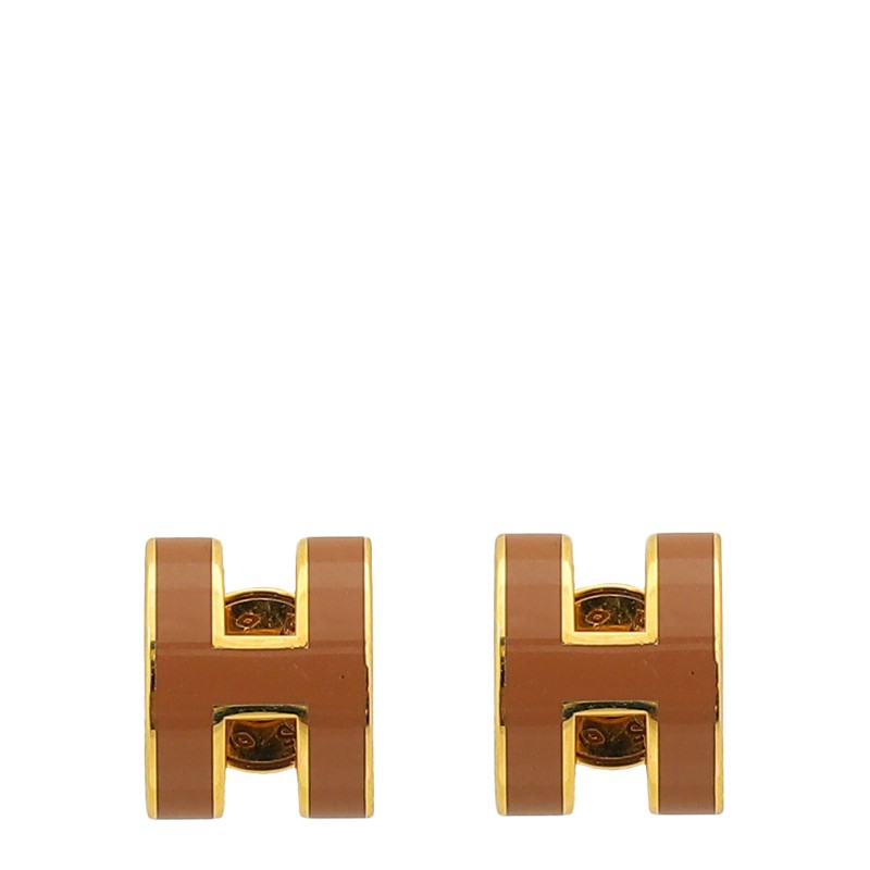 🔥全新未使用💯愛馬仕 HERMES Mini Pop H耳環 新金棕金-2