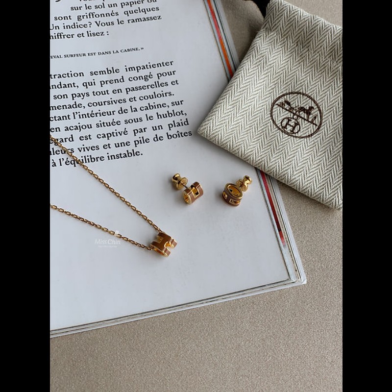 🔥全新未使用💯愛馬仕 HERMES Mini Pop H耳環 新金棕金-5