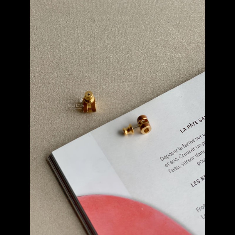 🔥全新未使用💯愛馬仕 HERMES Mini Pop H耳環 新金棕金-6