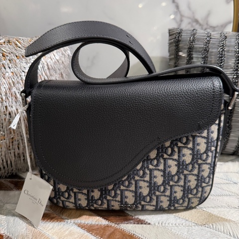 DIOR提花布皮革馬鞍Saddle 郵差包斜背包