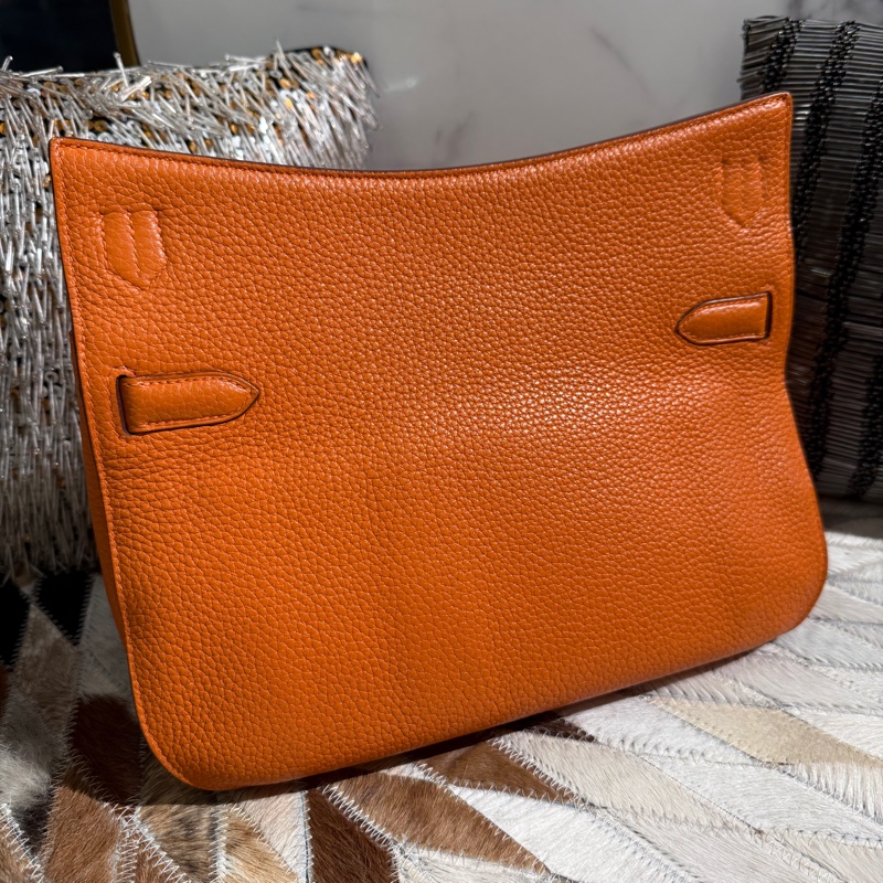 HERMES Jypsiere吉普賽牛皮銀釦橘色 28CM-2