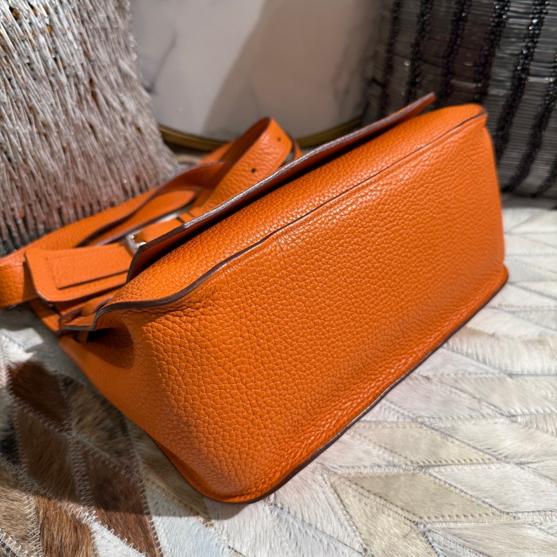 HERMES Jypsiere吉普賽牛皮銀釦橘色 28CM-3