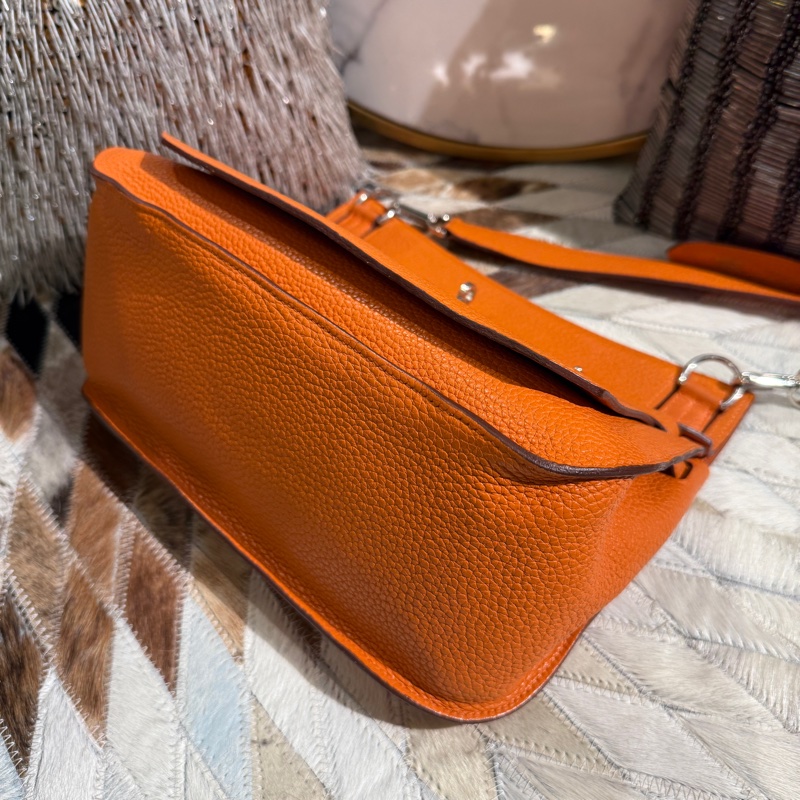 HERMES Jypsiere吉普賽牛皮銀釦橘色 28CM-4