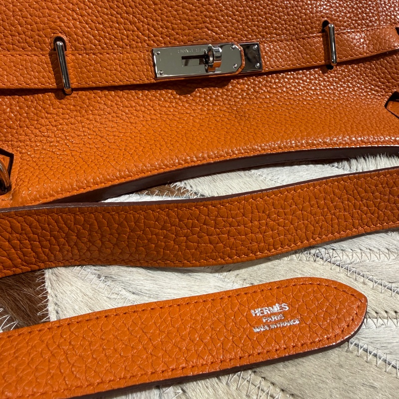 HERMES Jypsiere吉普賽牛皮銀釦橘色 28CM-6