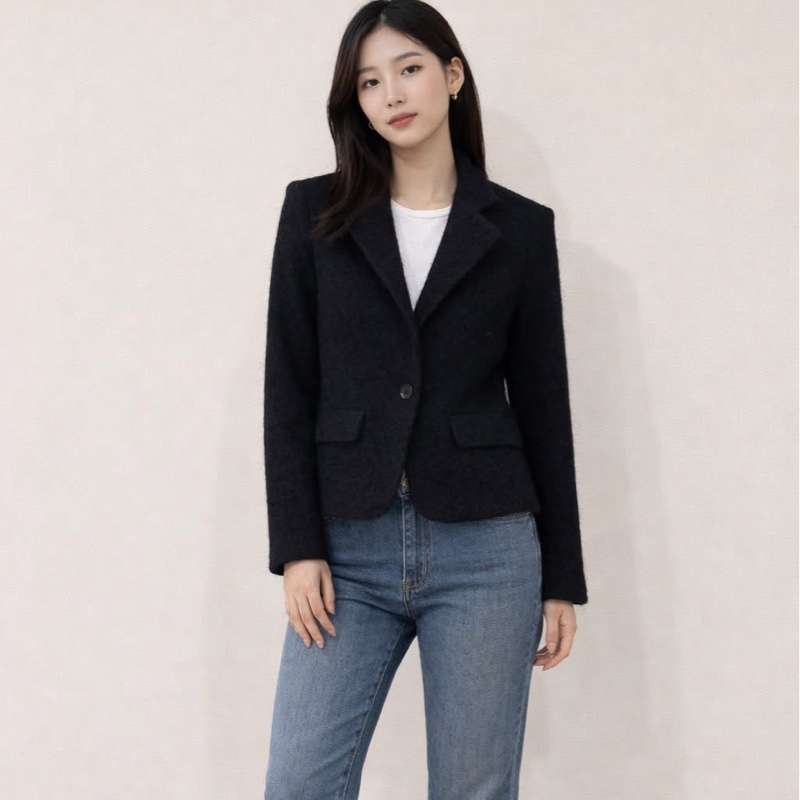 BURBERRY 倫敦 黑色毛海毛混毛料外套-0