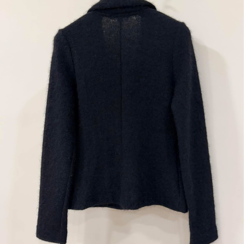 BURBERRY 倫敦 黑色毛海毛混毛料外套-2