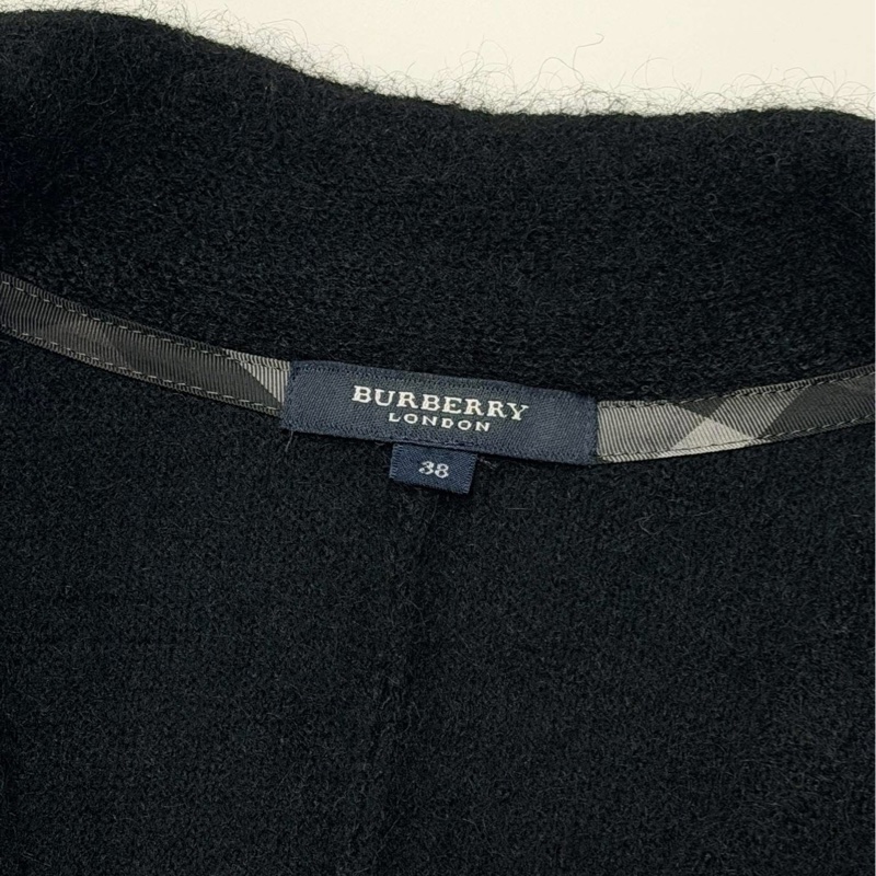 BURBERRY 倫敦 黑色毛海毛混毛料外套-8