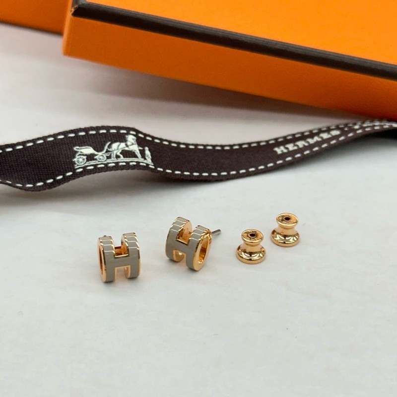 🔥全新💯 mini pop h 耳環 耳釘 奶茶色玫瑰金-7