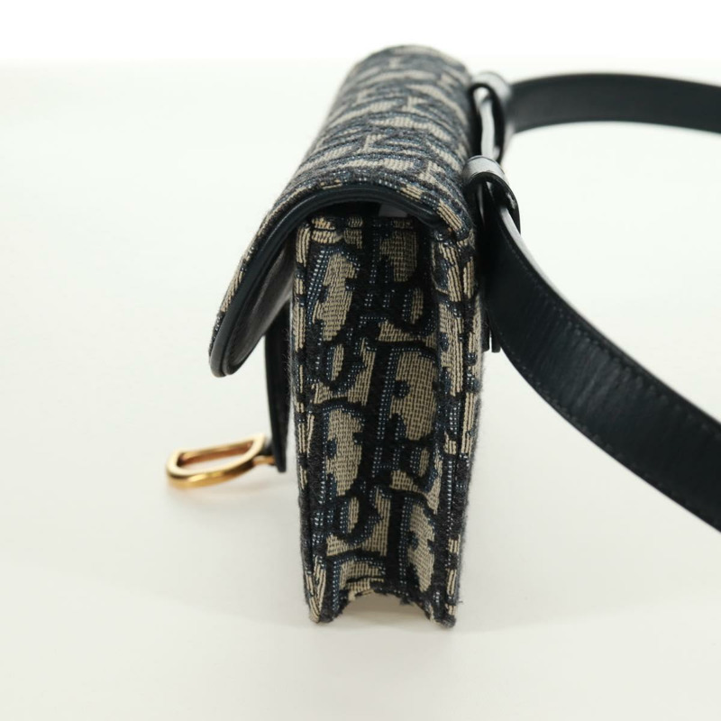 【日本直送】Christian Dior Trotter帆布馬鞍腰包，海軍藍/金色，正品，貨號171184M-3