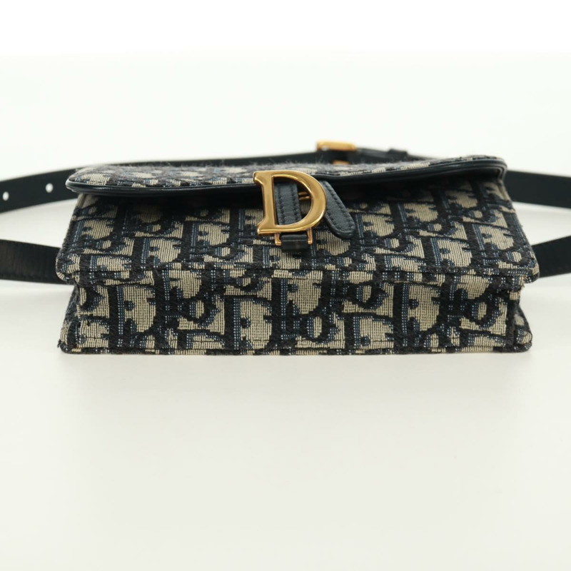 【日本直送】Christian Dior Trotter帆布馬鞍腰包，海軍藍/金色，正品，貨號171184M-4