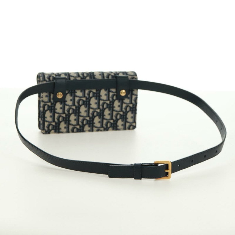 【日本直送】Christian Dior Trotter帆布馬鞍腰包，海軍藍/金色，正品，貨號171184M-6