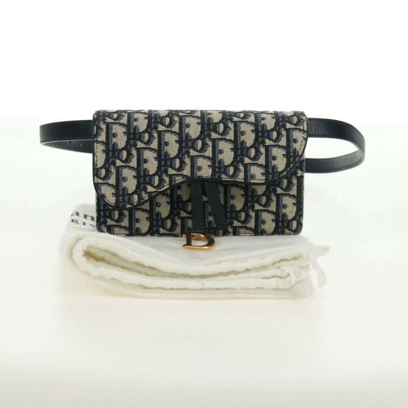 【日本直送】Christian Dior Trotter帆布馬鞍腰包，海軍藍/金色，正品，貨號171184M-11