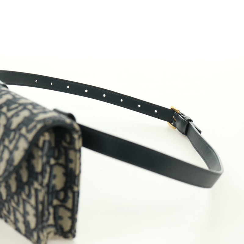 【日本直送】Christian Dior Trotter帆布馬鞍腰包，海軍藍/金色，正品，貨號171184M-13