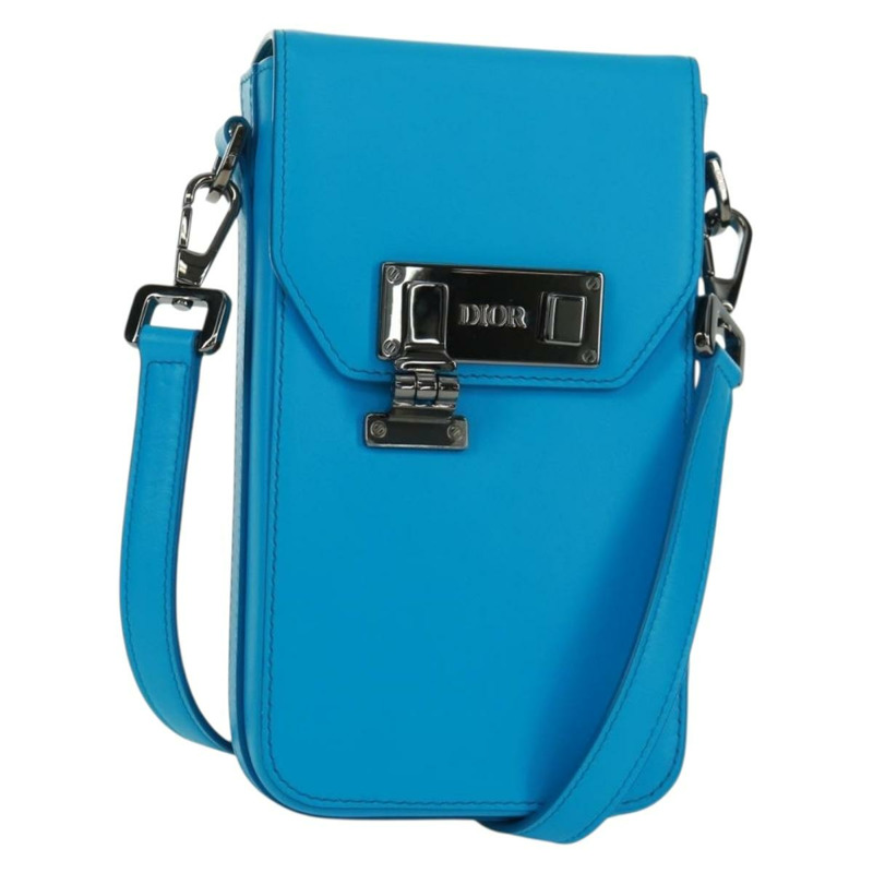 【日本直送】Christian Dior 皮革單背包 藍色 銀色 正品 161745M-0