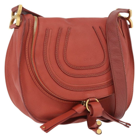 Chloe Mercy 肩背包 皮革 橘色 銀色 正品 fm5128