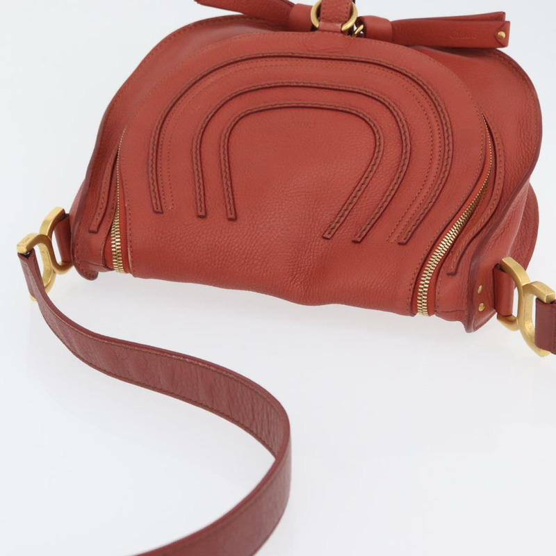 【日本直送】Chloe Mercy 肩背包 皮革 橘色 銀色 正品 fm5128-5