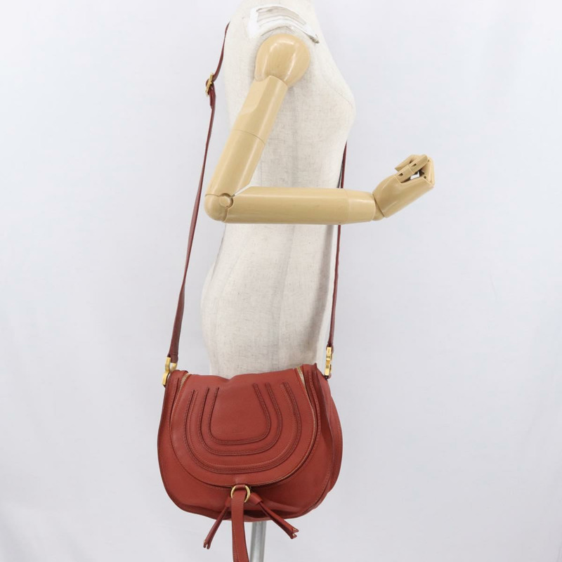 【日本直送】Chloe Mercy 肩背包 皮革 橘色 銀色 正品 fm5128-23