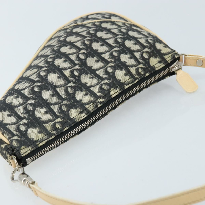 【日本直送】Christian Dior Trotter帆布馬鞍包 PVC黑色銀色 Auth bs33464V-5