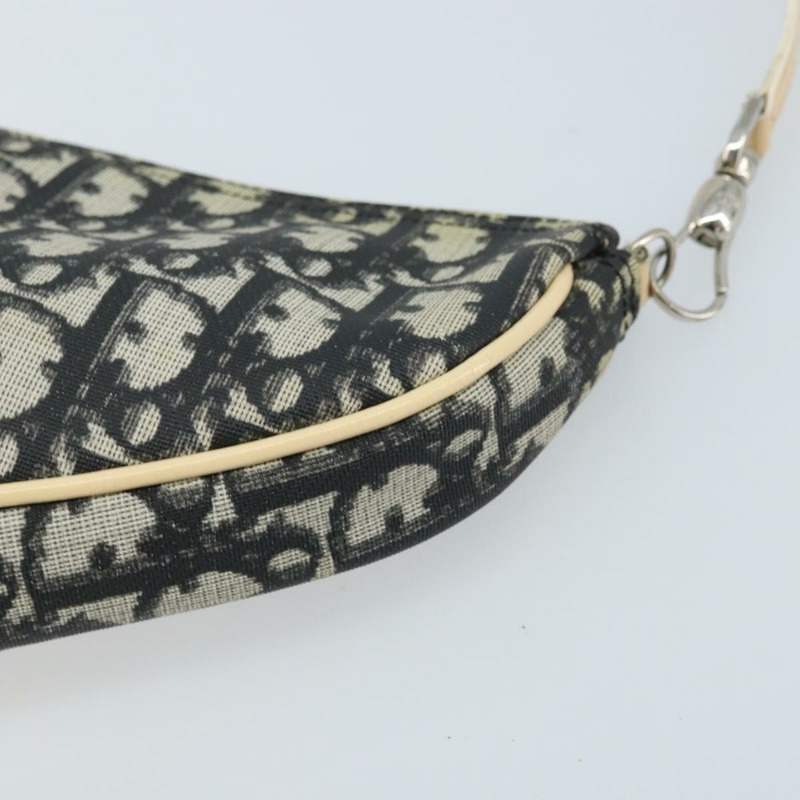 【日本直送】Christian Dior Trotter帆布馬鞍包 PVC黑色銀色 Auth bs33464V-8