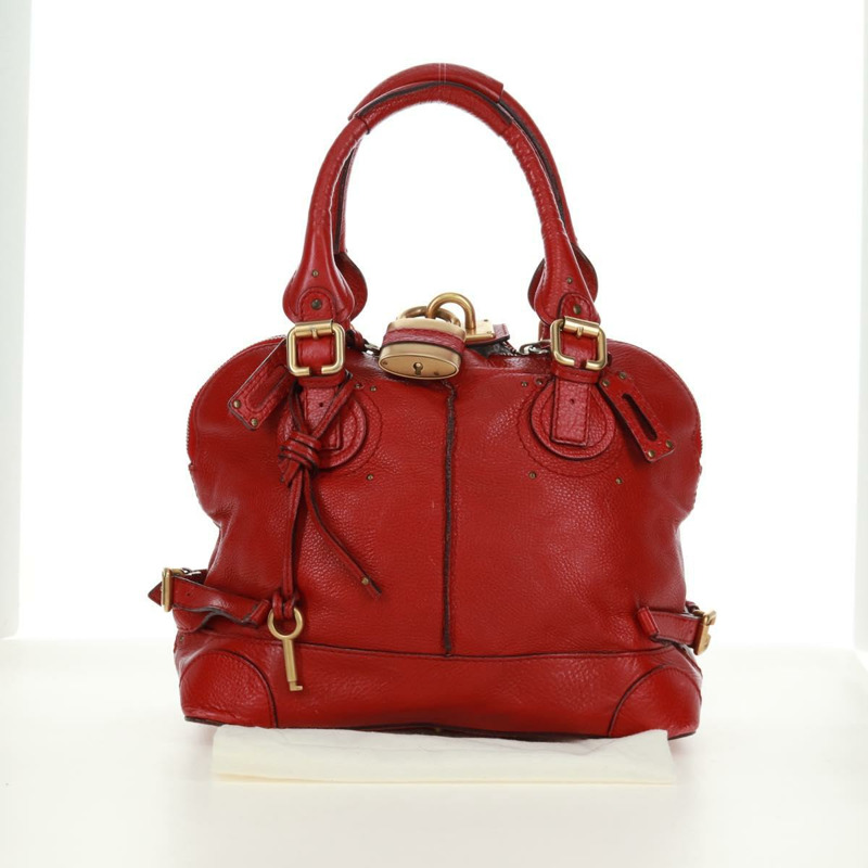 【日本直送】Chloe Paddington 手提包 皮革 紅色 金色 正品 am10806V-11