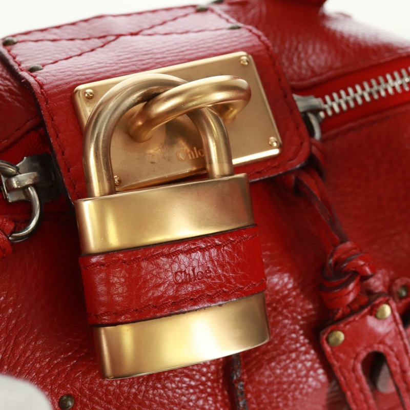 【日本直送】Chloe Paddington 手提包 皮革 紅色 金色 正品 am10806V-18