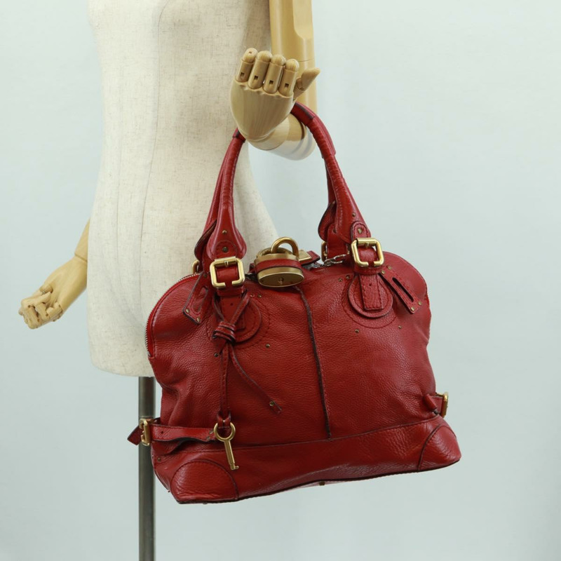 【日本直送】Chloe Paddington 手提包 皮革 紅色 金色 正品 am10806V-25