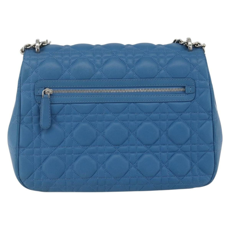 【日本直送】Christian Dior Canage 鏈條肩背包，皮革材質，藍色/銀色，正品，貨號 165351M-1