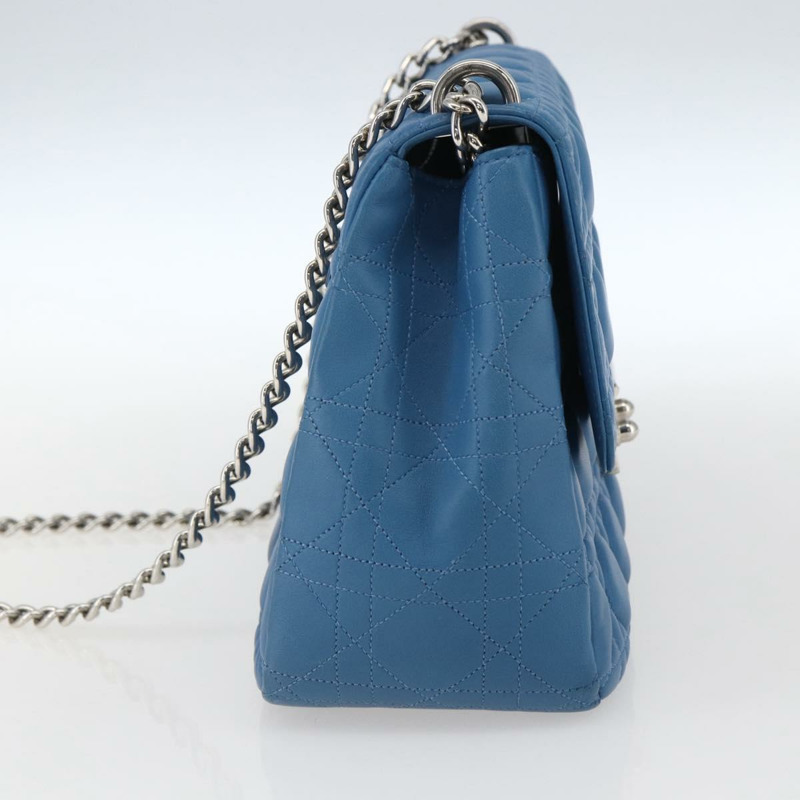 【日本直送】Christian Dior Canage 鏈條肩背包，皮革材質，藍色/銀色，正品，貨號 165351M-2