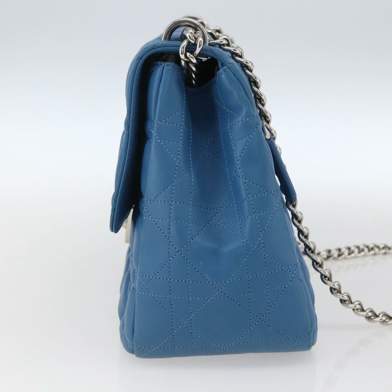 【日本直送】Christian Dior Canage 鏈條肩背包，皮革材質，藍色/銀色，正品，貨號 165351M-3