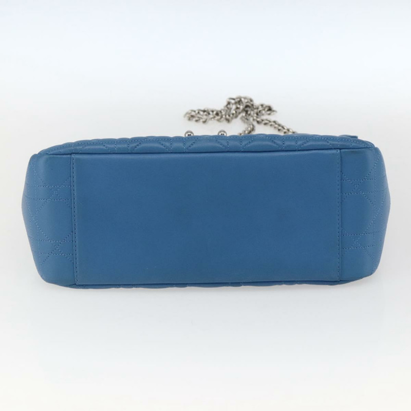 【日本直送】Christian Dior Canage 鏈條肩背包，皮革材質，藍色/銀色，正品，貨號 165351M-4