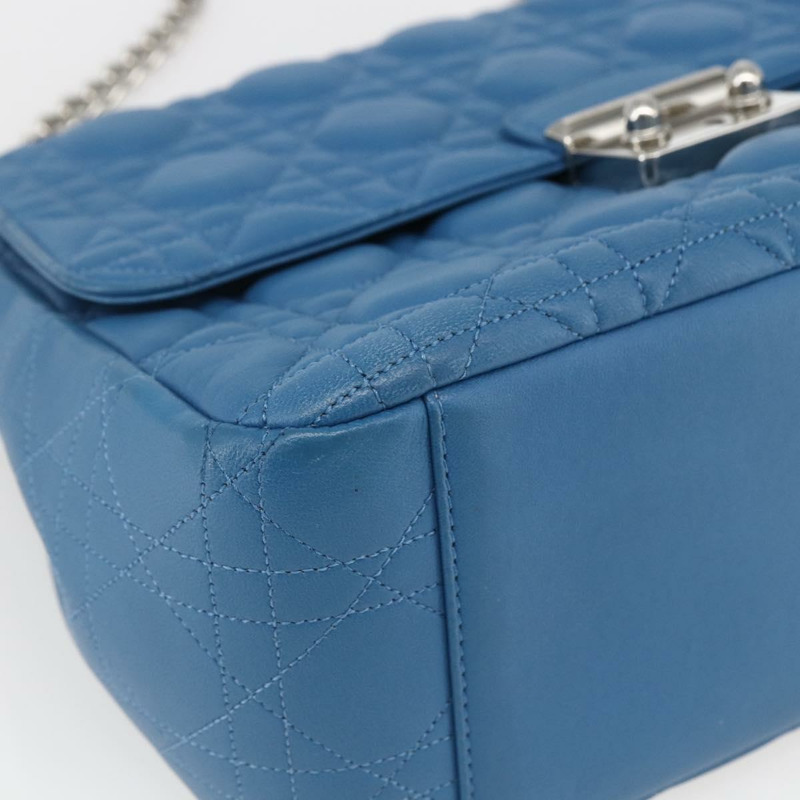 【日本直送】Christian Dior Canage 鏈條肩背包，皮革材質，藍色/銀色，正品，貨號 165351M-13