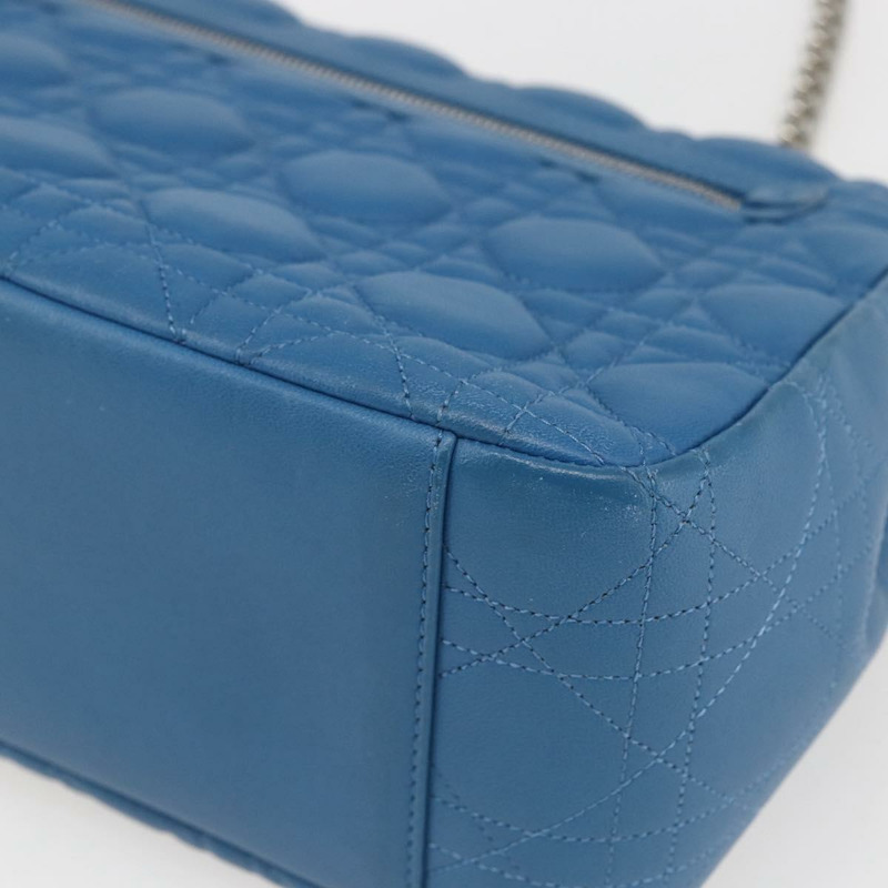 【日本直送】Christian Dior Canage 鏈條肩背包，皮革材質，藍色/銀色，正品，貨號 165351M-14