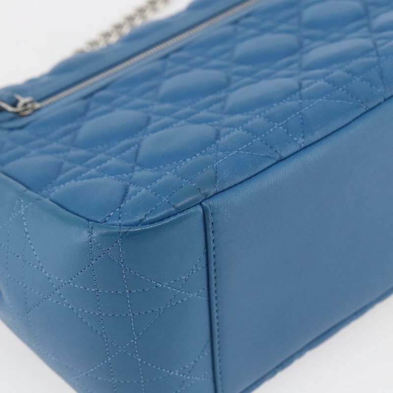 【日本直送】Christian Dior Canage 鏈條肩背包，皮革材質，藍色/銀色，正品，貨號 165351M-15